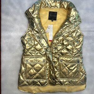 Talbots Down Vest Size Small Gold